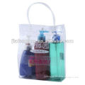 Clear PVC shampoo packing bag with tube handle and snap button